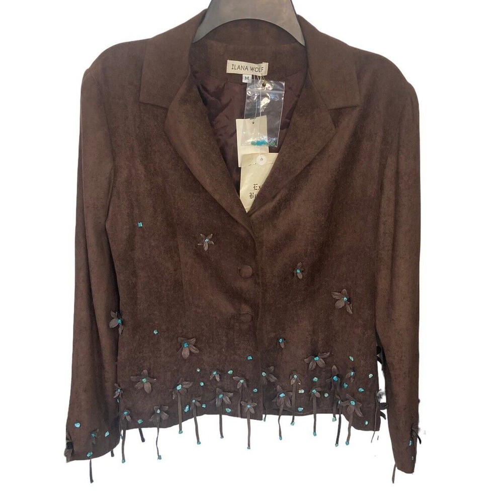 Vintage Ilana Wolf Button Up Blazer Western Embellished Size Medium